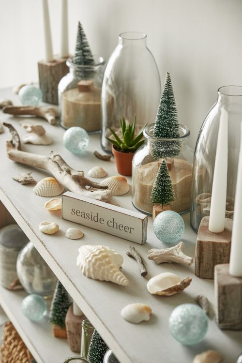 Coastal Christmas Shelf Decor Ideas