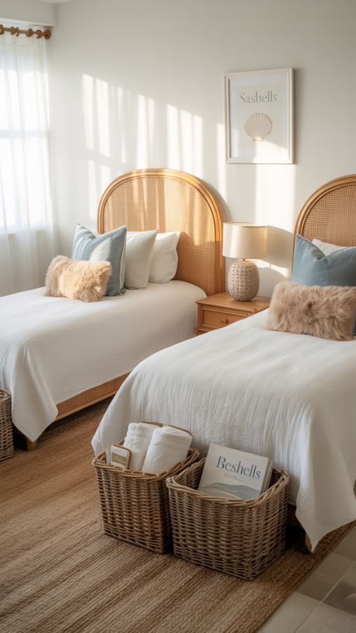Coastal-Inspired Twin Bed Guest Room Designs With Fresh Coastal Charm