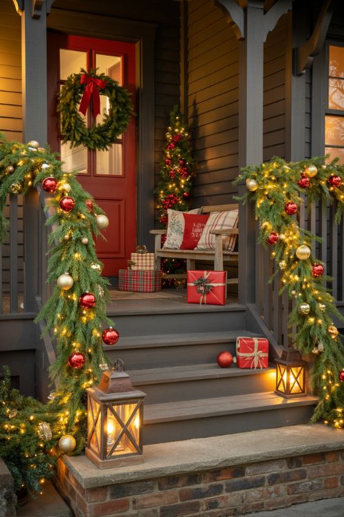 Cozy Christmas Porch Decorating Ideas