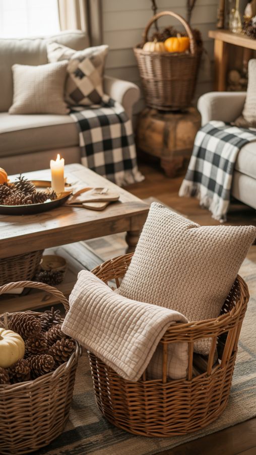 Cozy Farmhouse Living Room Thanksgiving Touches