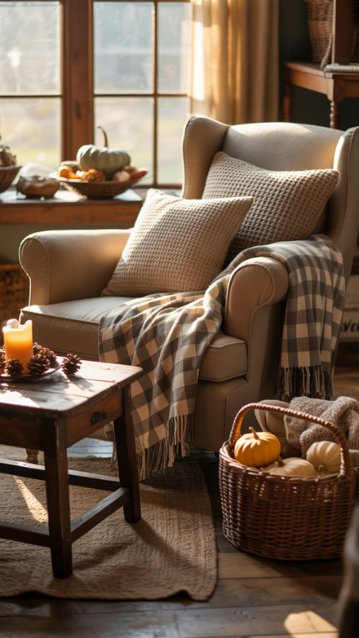 Cozy Farmhouse Living Room Thanksgiving Touches