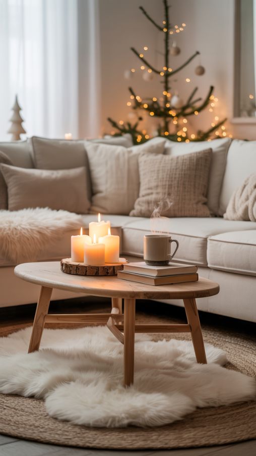 Cozy Textiles and Hygge Atmosphere in Scandinavian Christmas Decor