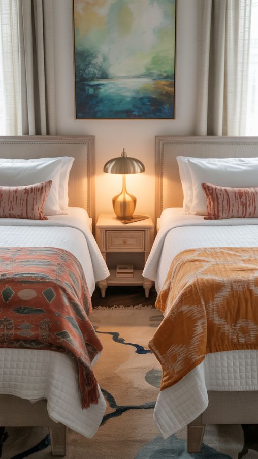 Creating Symmetry in Twin Bed Guest Room Ideas