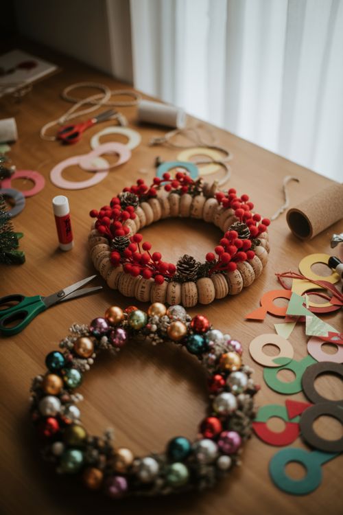 Creative Paper, Felt, and Upcycled Wreaths for Christmas