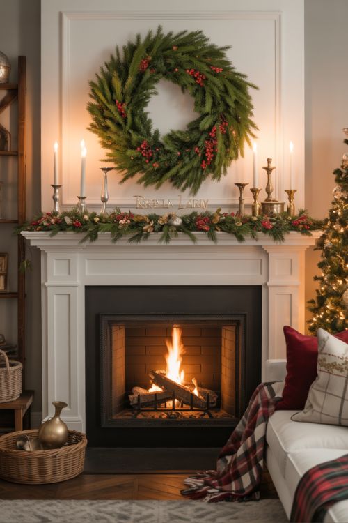 Elegant Fireplace & Mantel Styling Ideas for a Ralph Lauren Holiday Home