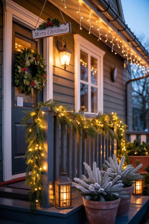 Festive Christmas Porch Lighting Ideas