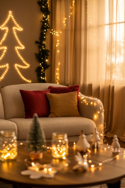Incorporating Lights for a Cozy Ambiance – Fairy Lights, LED Arrangements, and Wall Tree Ideas