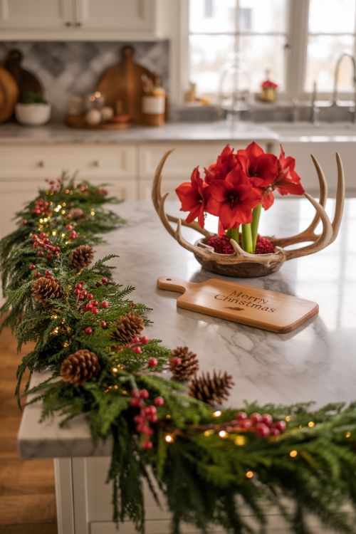 Incorporating Natural Elements for a Cozy Holiday Feel – Christmas Kitchen Island Decor