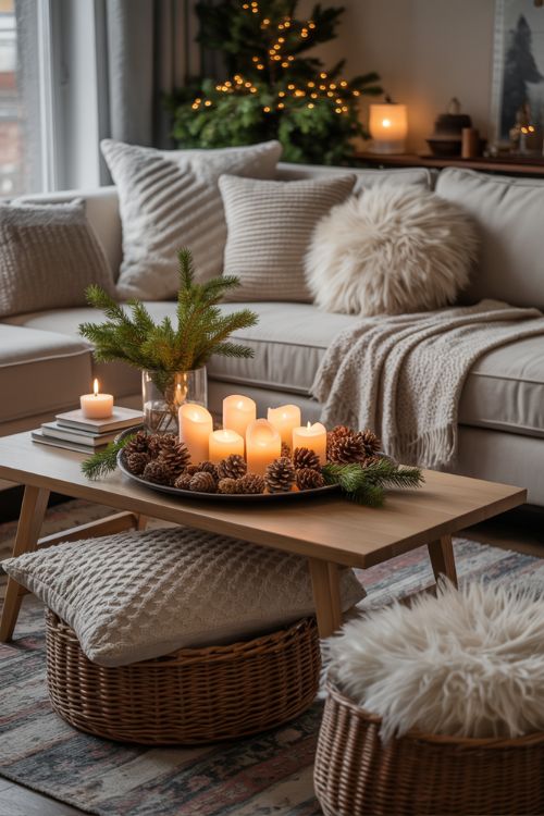 Key Elements of Cozy Winter Decor – Throws, Candles, and Natural Accents