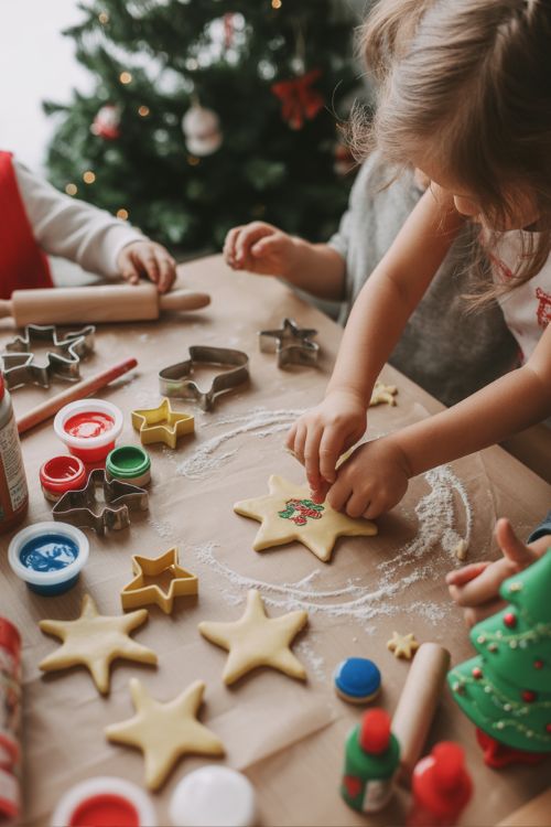 Kids Creating Salt Dough Christmas Ornaments