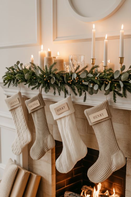 Mantel & Fireplace Decor for Neutral Christmas Living