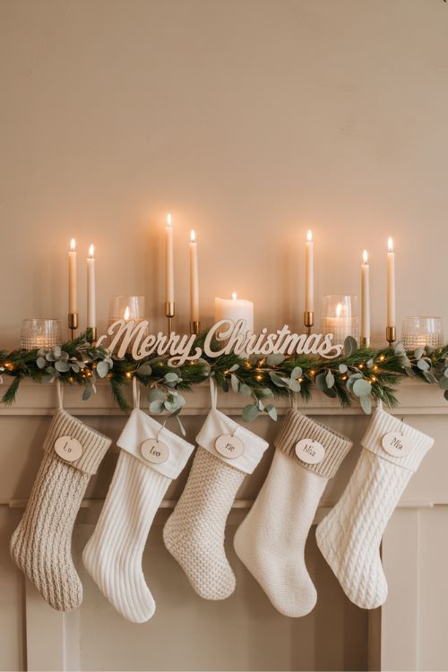 Mantel & Fireplace Decor for Neutral Christmas Living