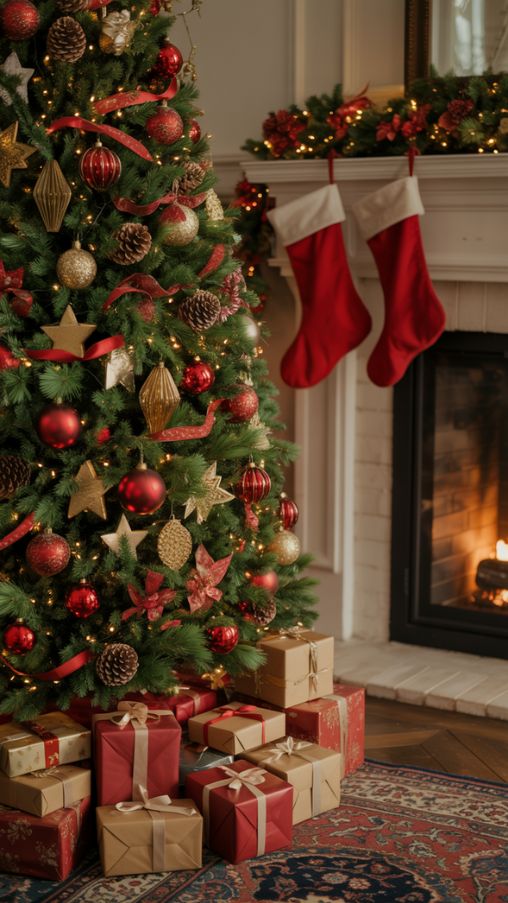 Red and Green Traditional Christmas Tree Ideas for a Timeless Holiday Look