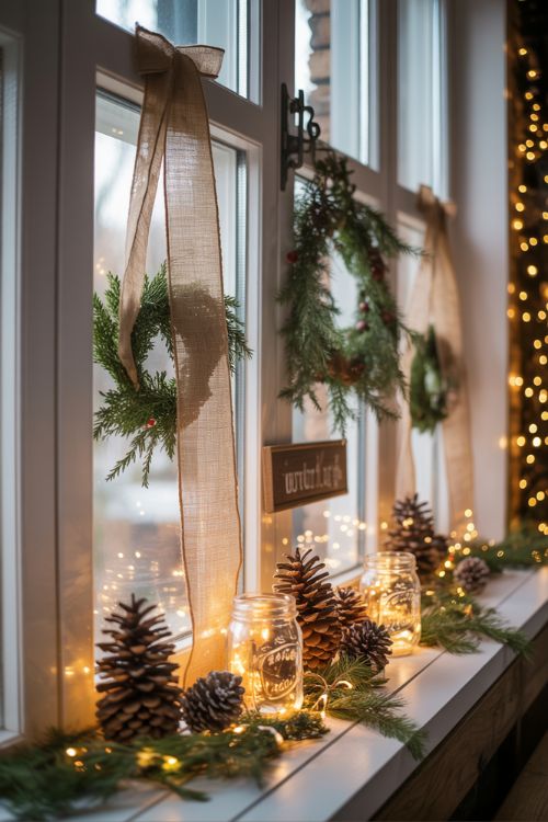Rustic Farmhouse Christmas Window Decorations