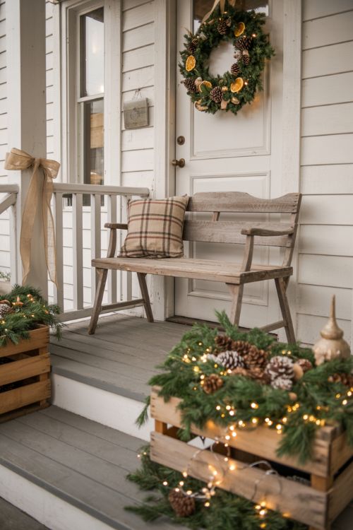 Rustic and Cozy Christmas Porch Decorating Ideas