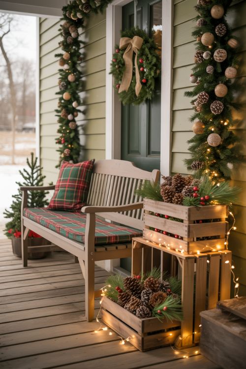 Rustic and Cozy Christmas Porch Decorating Ideas