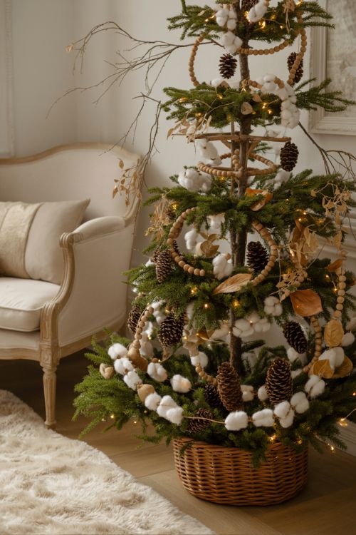 Rustic and Natural Boho Christmas Tree – Cozy and Timeless Holiday Style