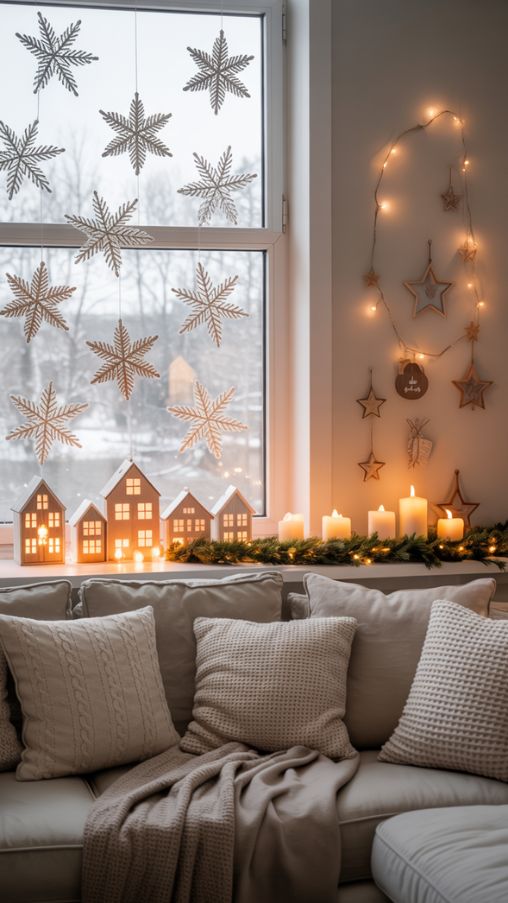 Scandinavian Wall and Window Christmas Decor Ideas for a Cozy Holiday