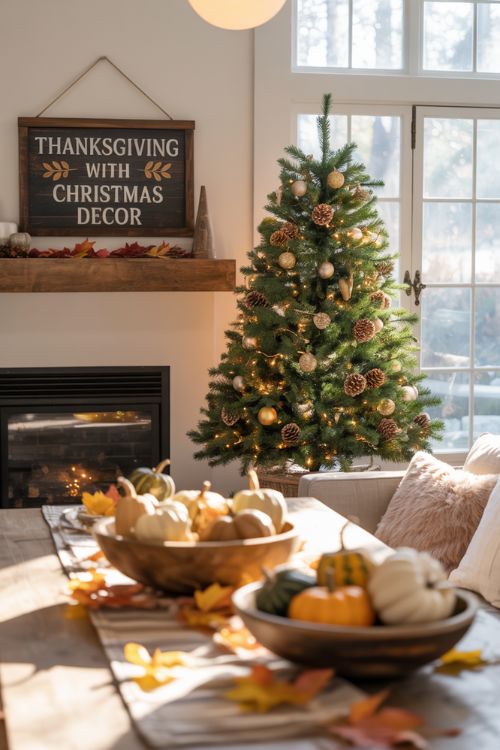 Thanksgiving with Christmas Decor – Cozy Seasonal Living Room
