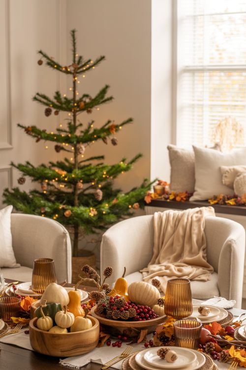 Thanksgiving with Christmas Decor – Cozy Seasonal Living Room