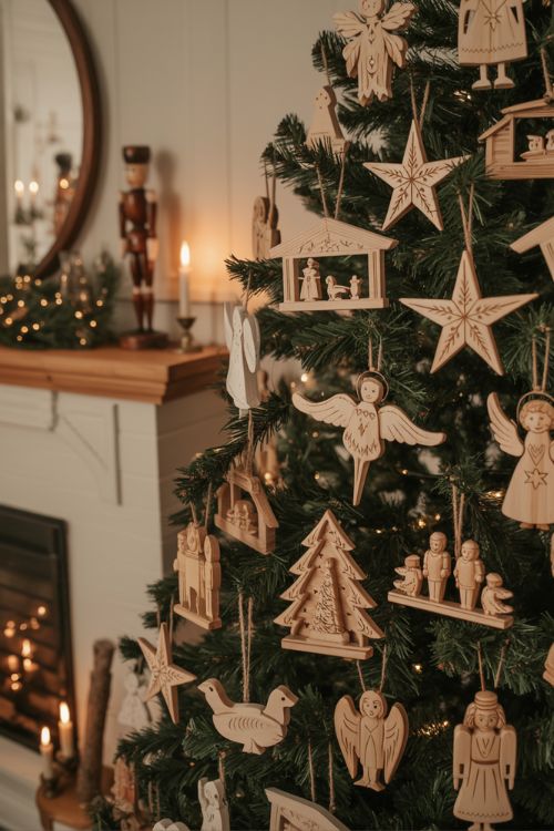 raditional Hand-Carved Wooden Christmas Ornaments
