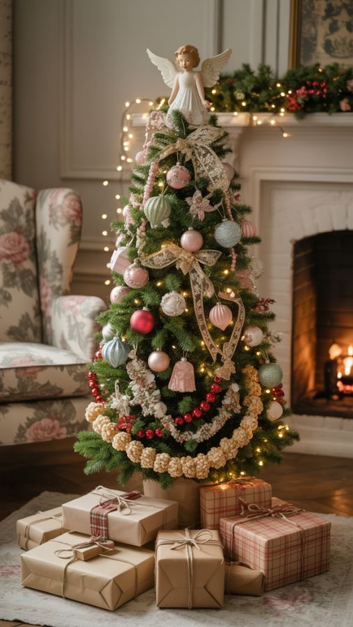 Vintage and Retro Slim Christmas Tree Ideas for Nostalgic Holiday Charm