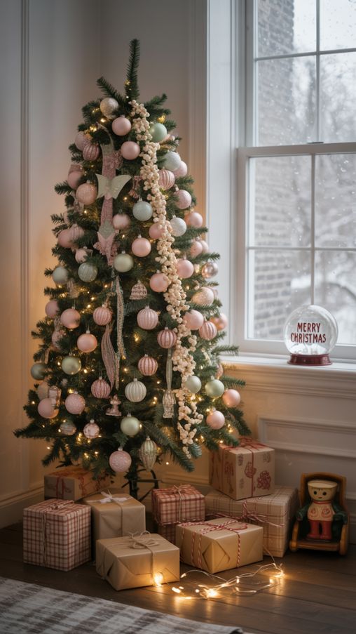 Vintage and Retro Slim Christmas Tree Ideas for Nostalgic Holiday Charm