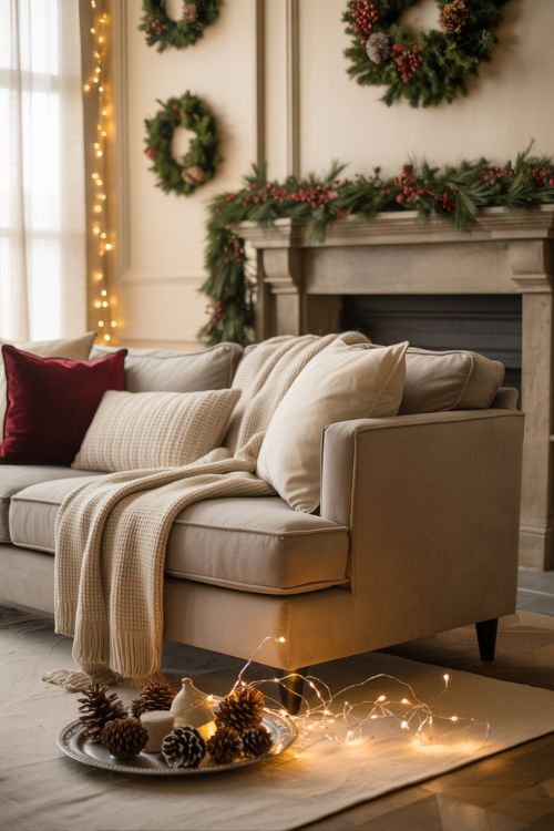 Warm and Cozy Living Room Christmas Room Decor Ideas