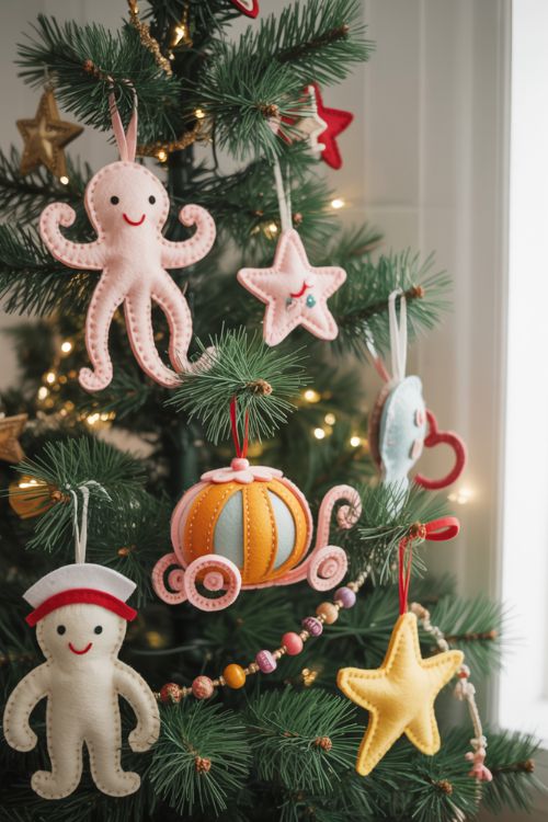 Whimsical Felt Christmas Ornaments – Fantasy-Inspired Holiday Tree Decor