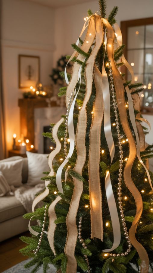 Adding Garlands and Ribbons to Create Texture and Flow in Christmas Tree Decorating