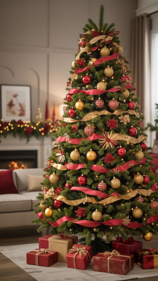 Choosing the Perfect Red and Gold Christmas Tree for a Festive Living Room