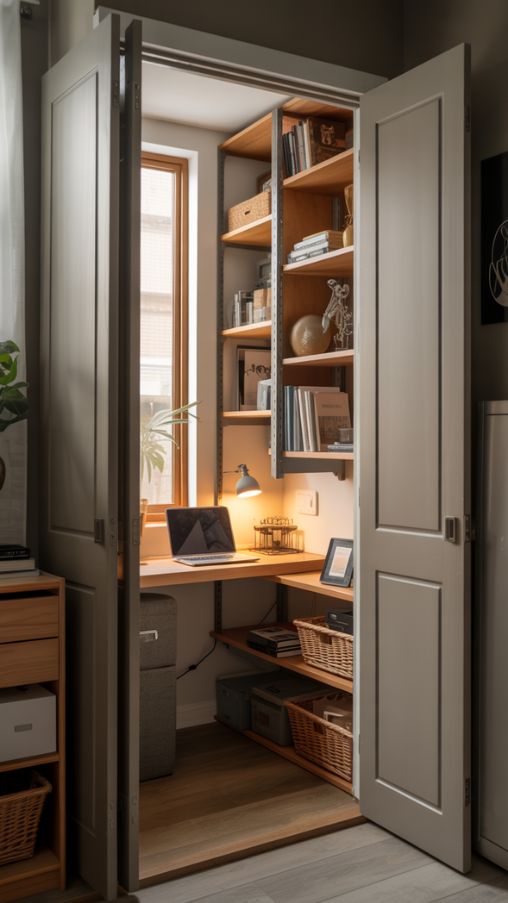 17 Genius Closet Office Ideas For A Stylish And Productive Workspace ...