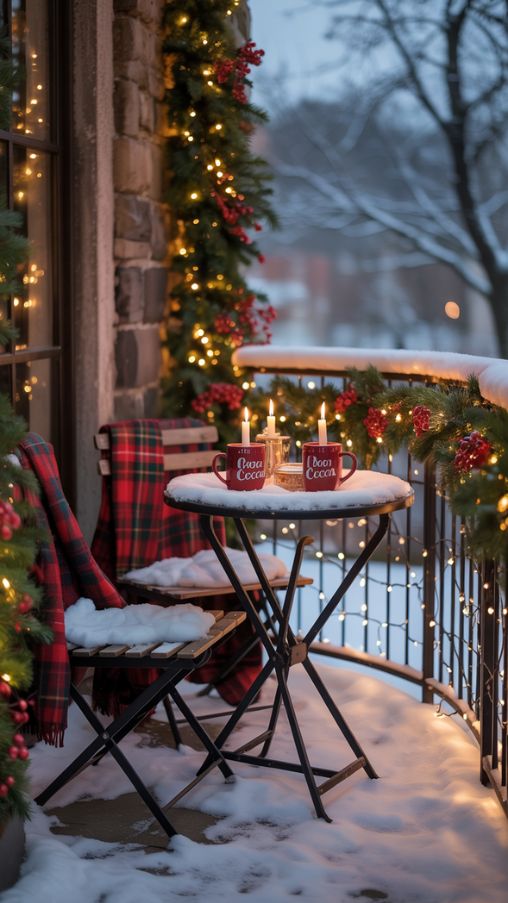 Christmas Balcony Ideas for a Cozy Holiday Atmosphere