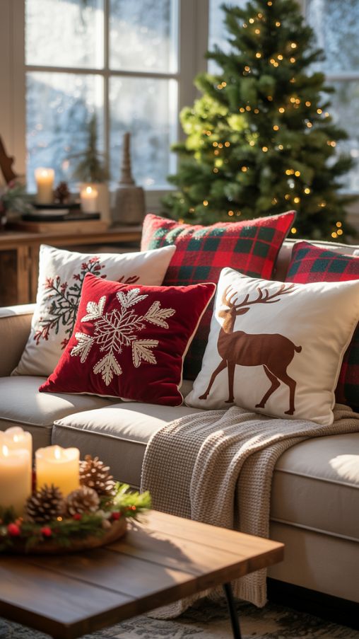 Christmas Pillow Ideas for a Cozy Holiday Living Room