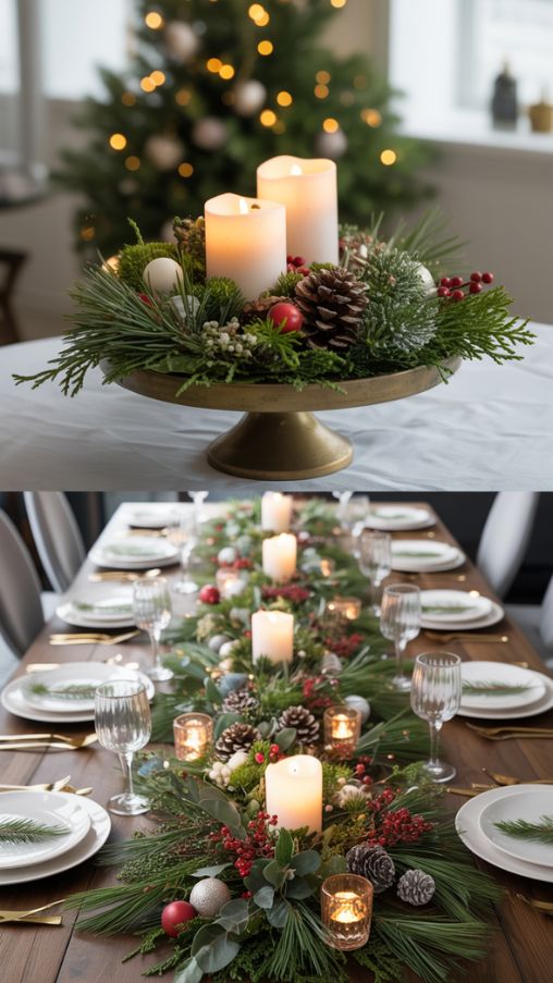 Christmas Table Centerpiece Ideas for Round and Long Tables DIY for a Balanced Holiday Look