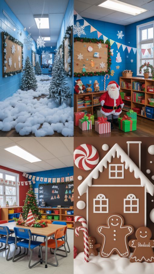 Classic Christmas Decor Themes for Schools – Winter Wonderland, Santa’s Workshop, and Gingerbread Lane