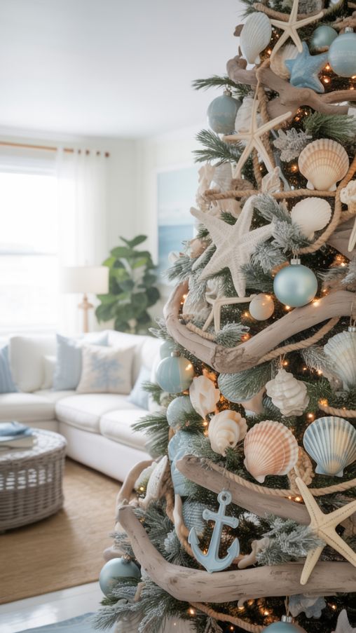 Coastal and Beachy Theme Christmas Tree Ideas