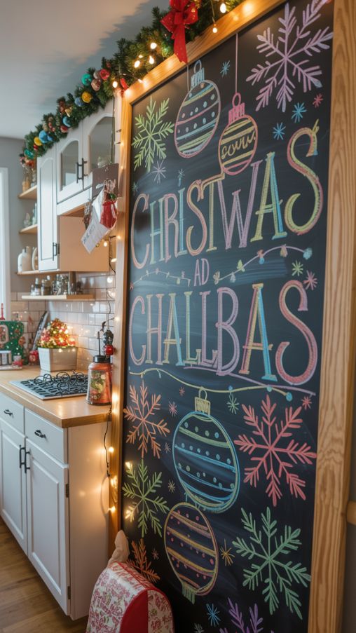 Colorful and Metallic Christmas Chalkboard Art