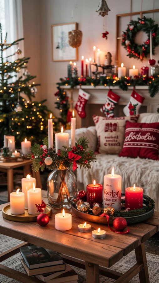 Cozy Christmas Candle Decorations for a Festive Living Room