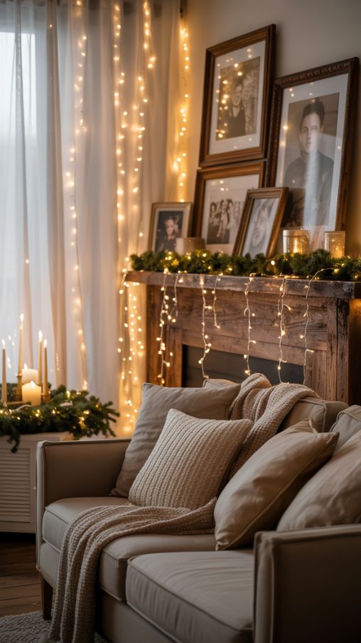 Cozy Indoor Christmas Fairy Lights Living Room Decor