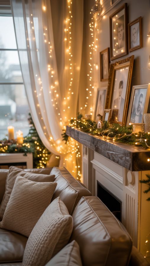 Cozy Indoor Christmas Fairy Lights Living Room Decor