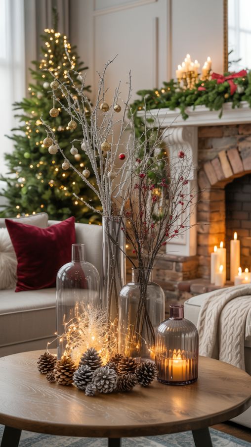 Cozy Living Room Christmas Vase Ideas for a Captivating Holiday Display