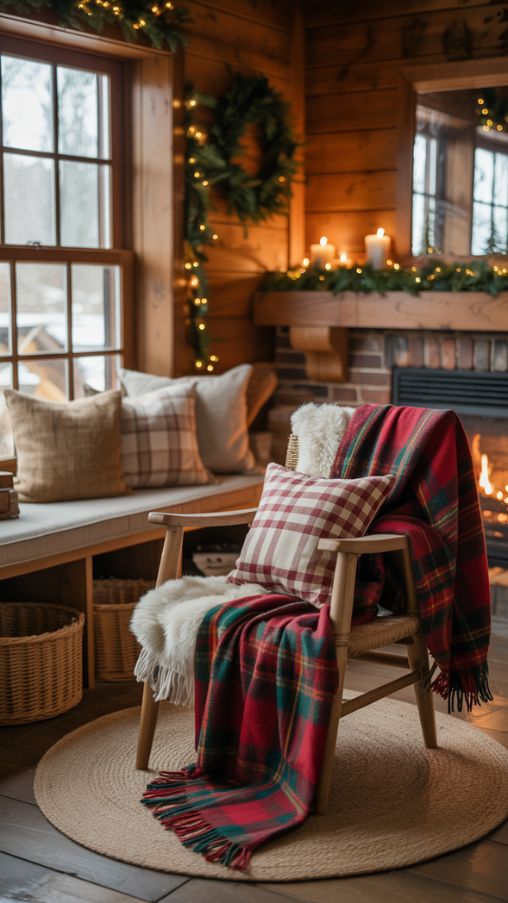 Cozy Textiles and Seasonal Layers for a Warm Cabin Christmas