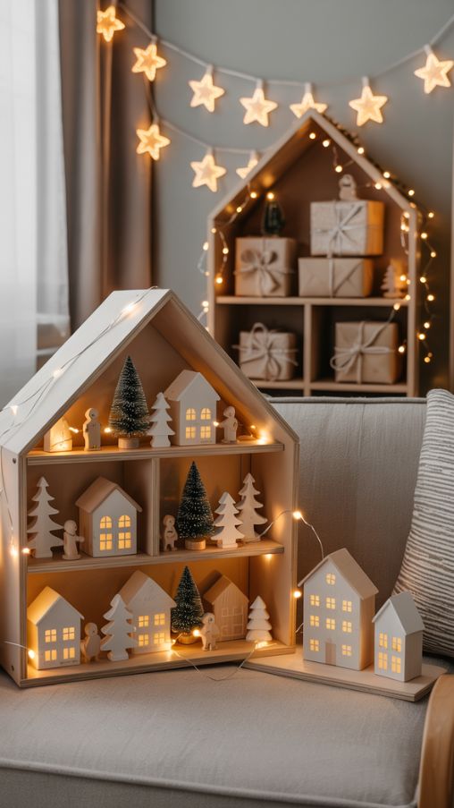 Cozy Themed Christmas Corner with Soft String Lights