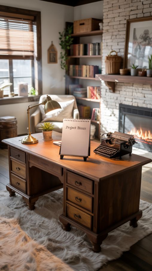 Cozy and Rustic Bloxburg Office Design
