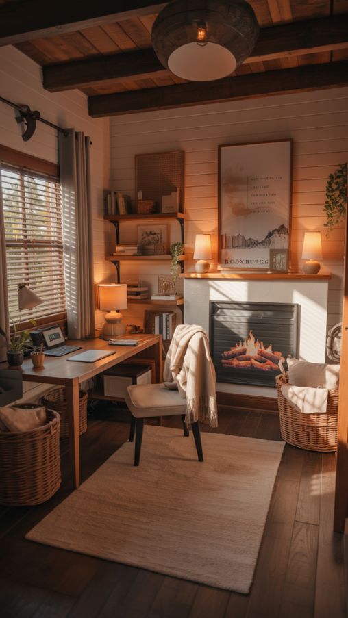 Cozy and Rustic Bloxburg Office Design