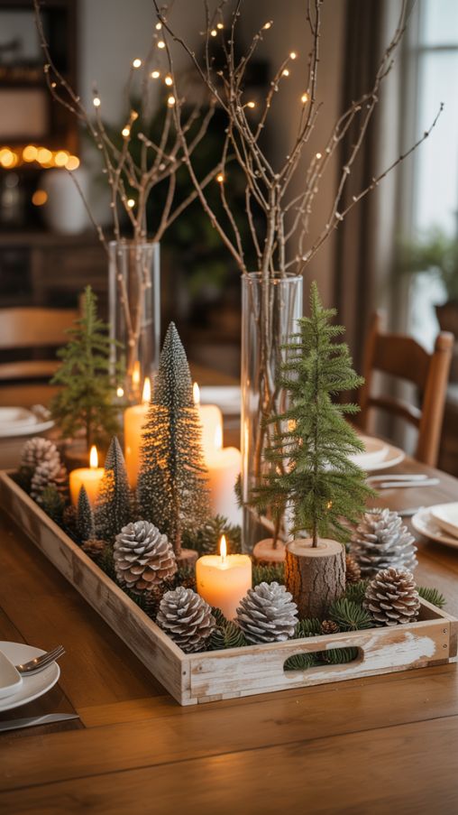 Creating Cozy Woodland Christmas Table Centerpieces