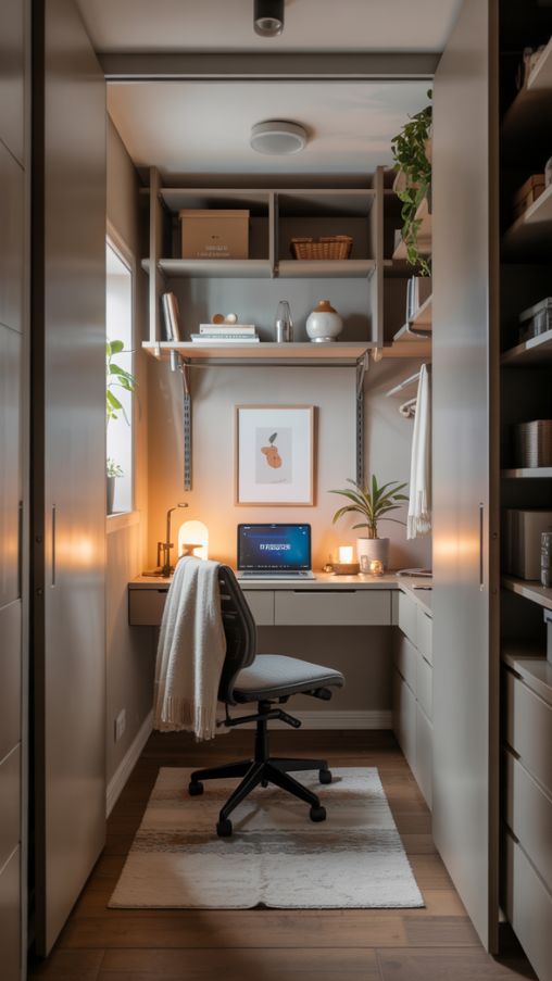 17 Genius Closet Office Ideas For A Stylish And Productive Workspace ...