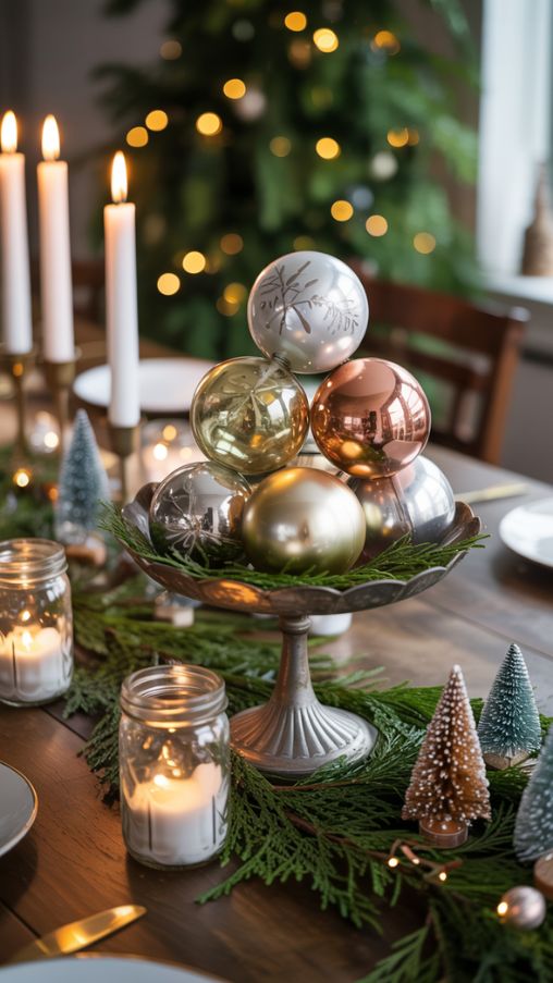 Creative Upcycled and Ornament DIY Christmas Table Centerpiece Ideas for a Sustainable Holiday Decor