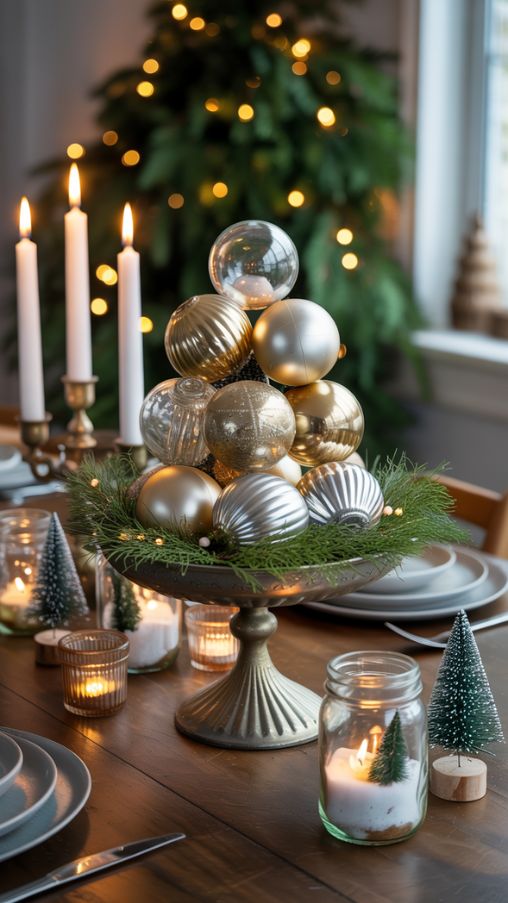 Creative Upcycled and Ornament DIY Christmas Table Centerpiece Ideas for a Sustainable Holiday Decor